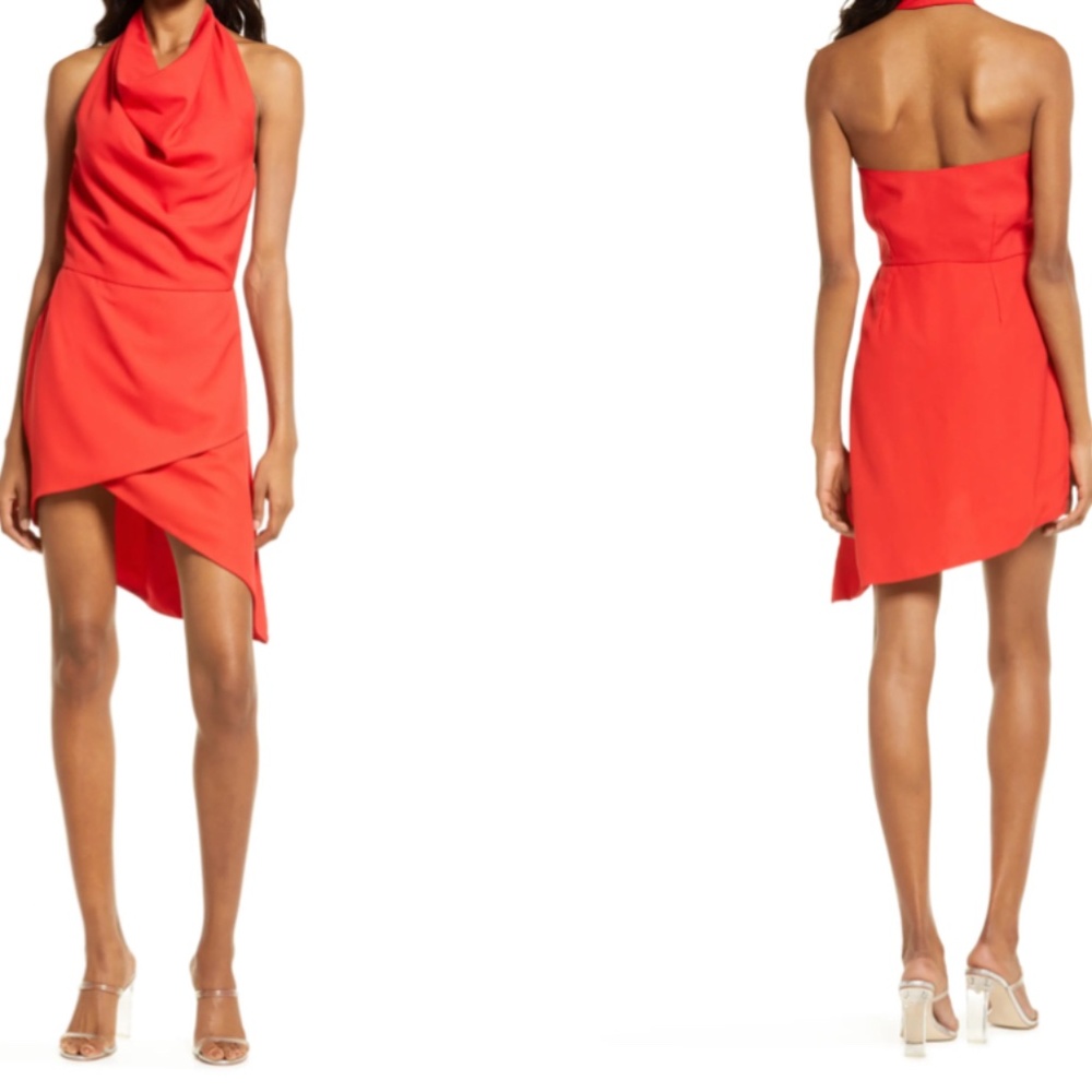 Let's go Party! AREA stars Marti  Dress Halter back, Asymmetrical Mini dress
